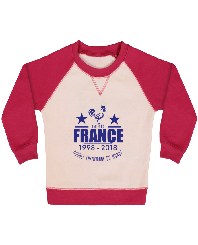 Sweatshirt Baby crew-neck sleeves contrast raglan Equipe de france double championne du monde by Yazz