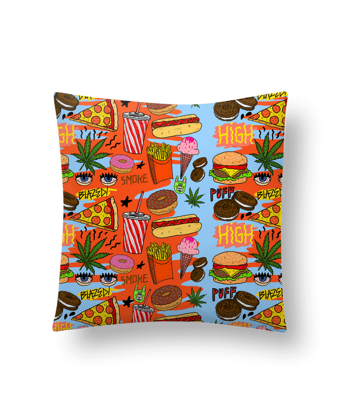 Cushion synthetic soft 45 x 45 cm Junk food pattern by Nick cocozza