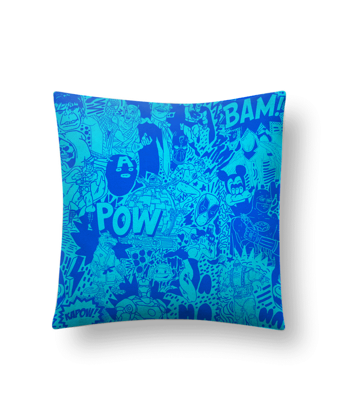 Coussin suédine Comics style Pattern blue par Nick cocozza