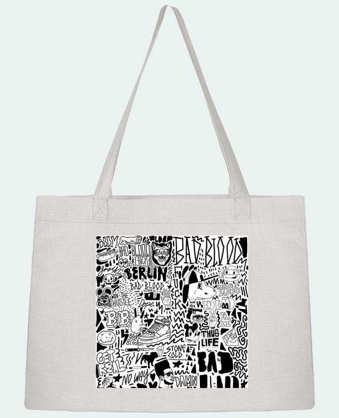 Shopping tote bag Stanley Stella Black White Street art Pattern by Nick cocozza
