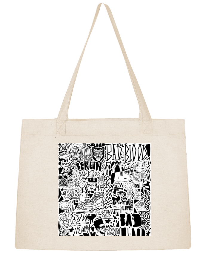 Shopping tote bag Stanley Stella Black White Street art Pattern by Nick cocozza