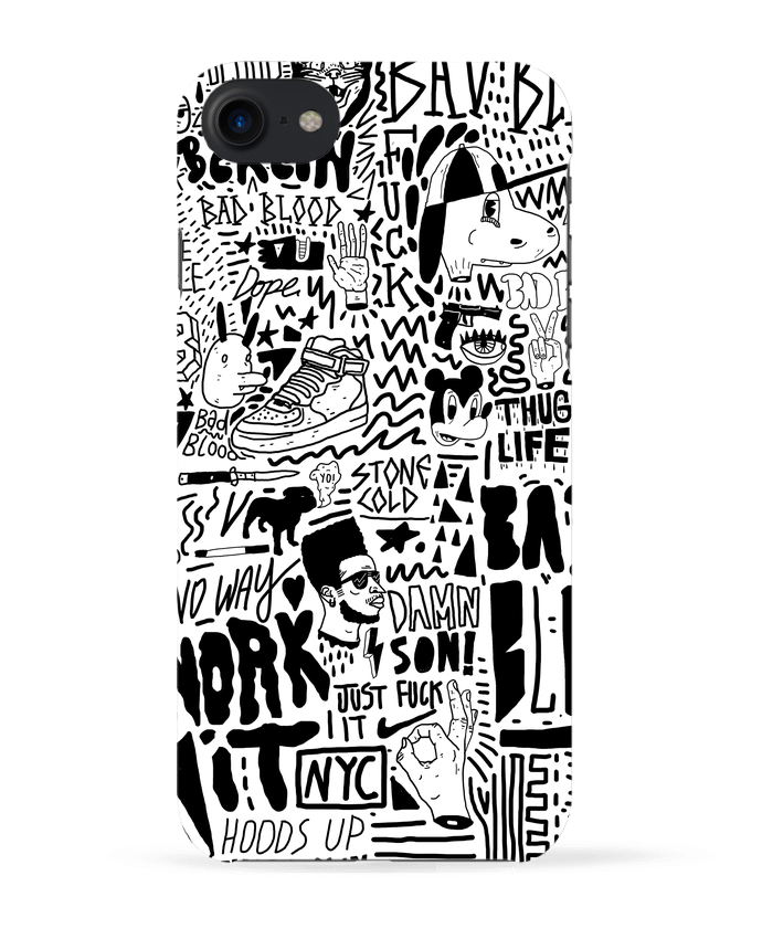 Carcasa Iphone 7 Black White Street art Pattern de Nick cocozza