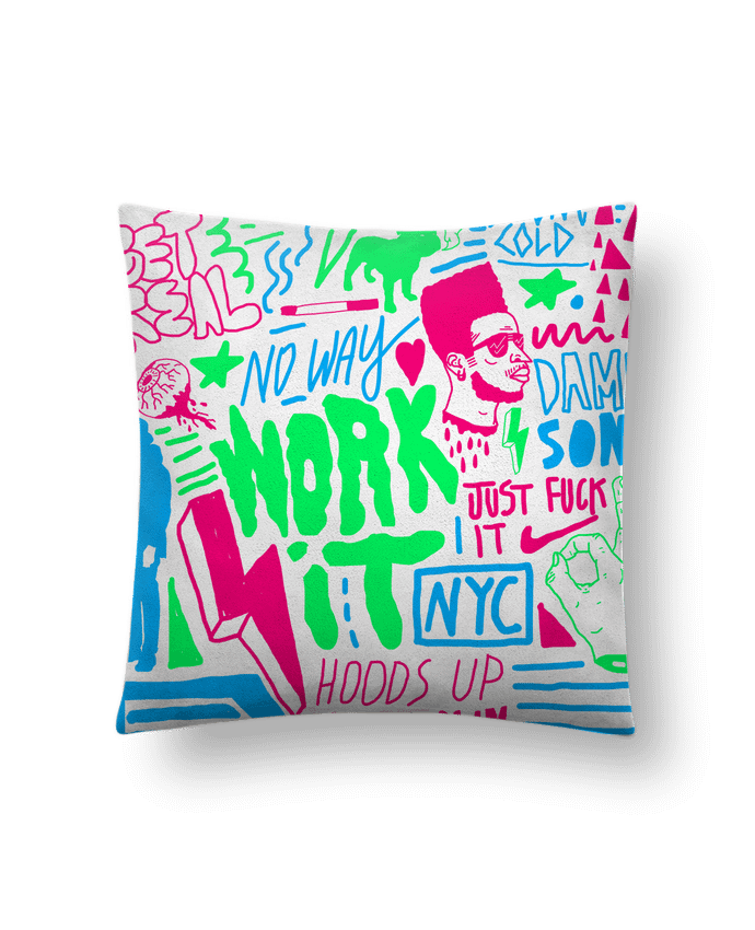 Cushion suede touch 45 x 45 cm Neon Street Art Pattern by Nick cocozza