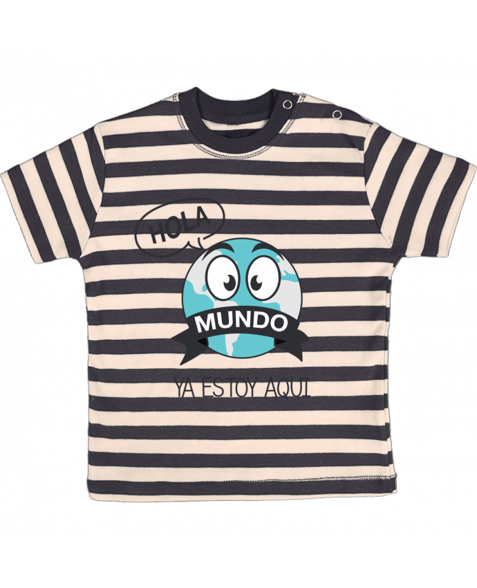T-shirt baby with stripes Hola mundo nacimento by tunetoo
