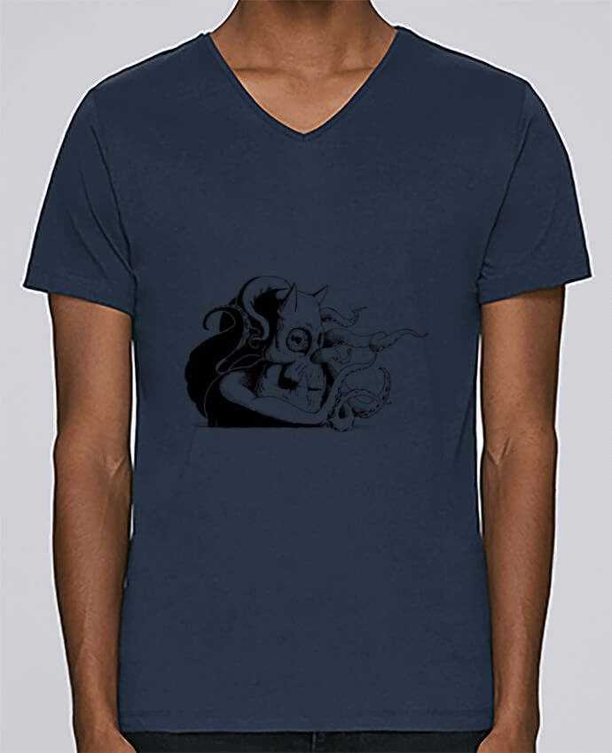 T-Shirt col V Homme design octopus crane par rmeynard