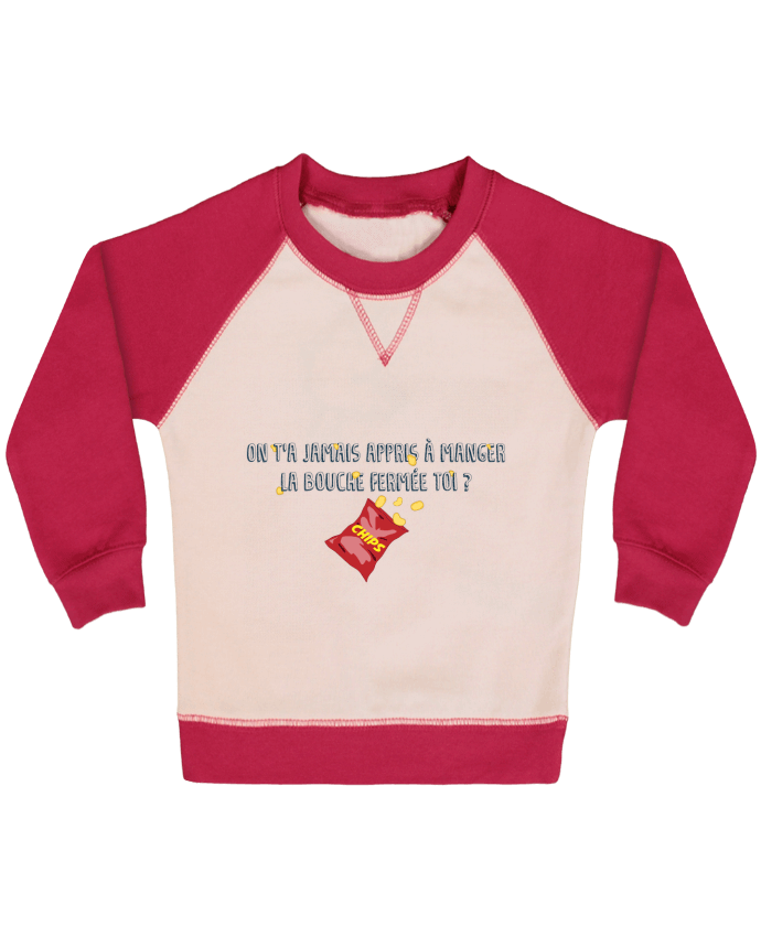 Sweatshirt Baby crew-neck sleeves contrast raglan Manger la bouche fermée Citation Dikkenek by tunetoo