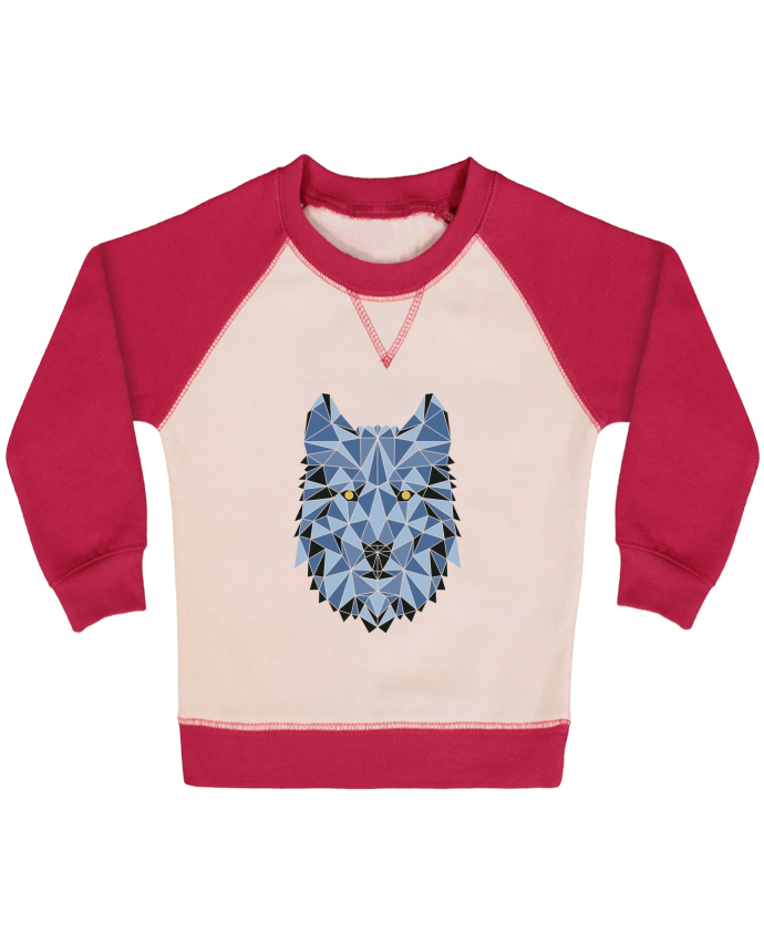 Sweatshirt Baby crew-neck sleeves contrast raglan wolf - geometry 3 by /wait-design