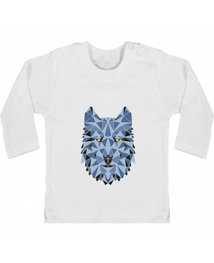 Baby T-shirt with press-studs long sleeve wolf - geometry 3 manches longues du designer /wait-design