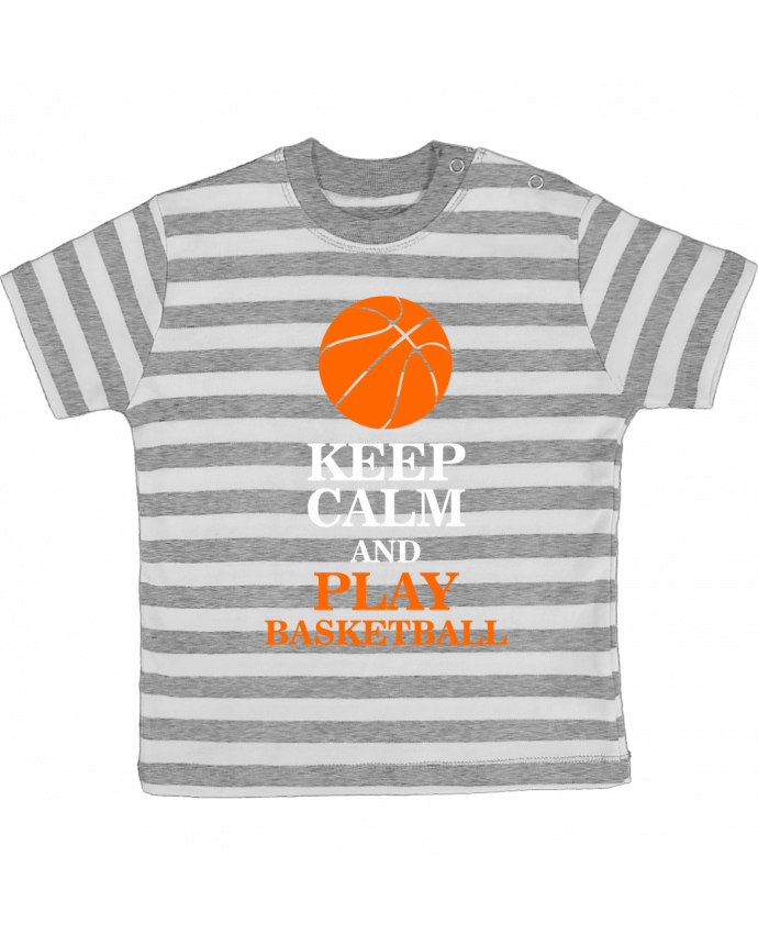 Tee-shirt bébé à rayures Keep calm and play basketball par Original t-shirt
