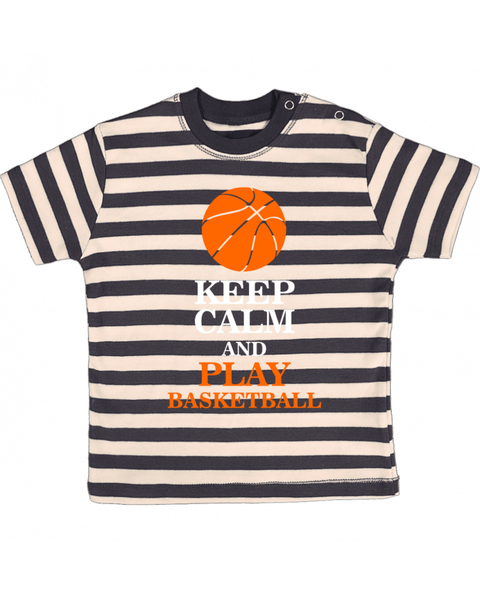 Tee-shirt bébé à rayures Keep calm and play basketball par Original t-shirt