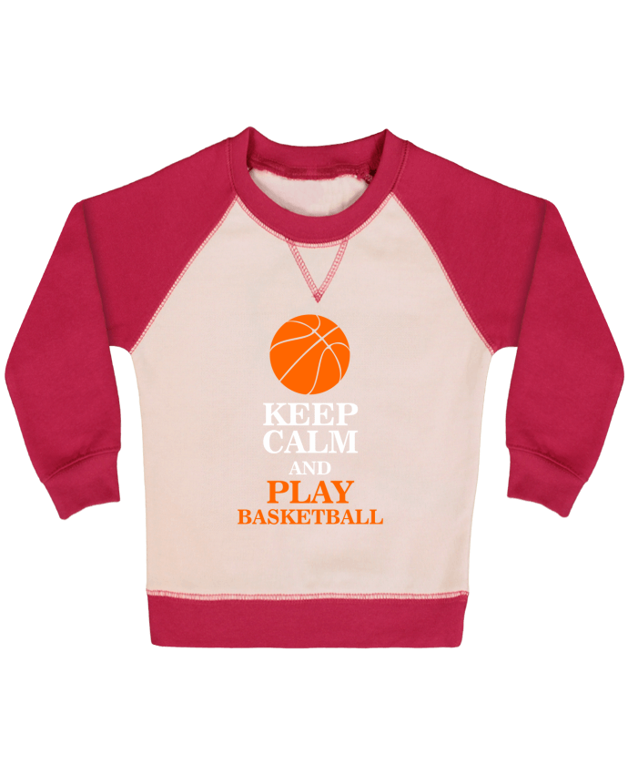 Sweat bébé manches contrastée Keep calm and play basketball par Original t-shirt