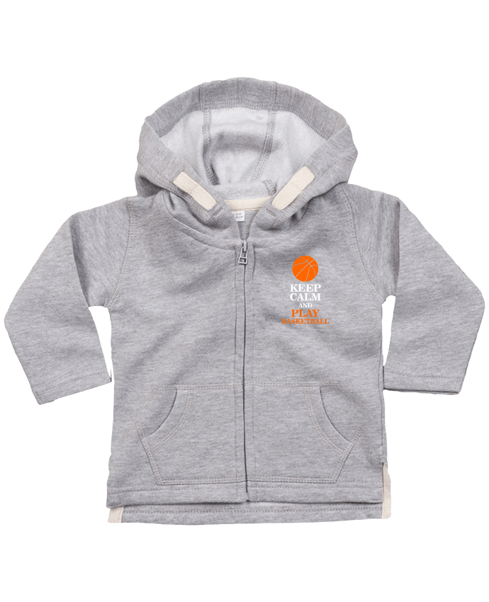 Hoddie with zip for baby Keep calm and play basketball by Original t-shirt