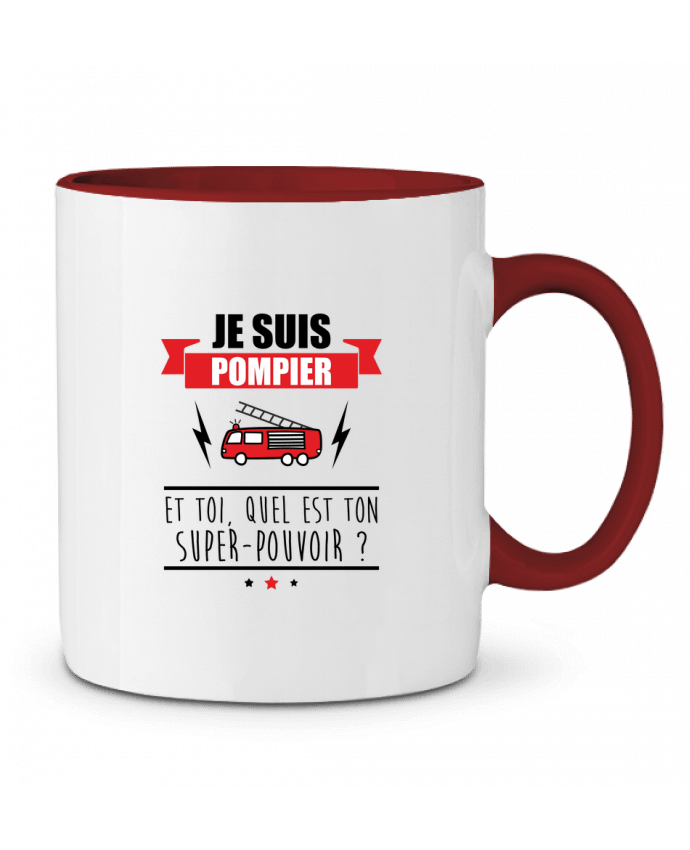 Mug bicolore Je suis pompier et toi, quel est on super-pouvoir ? Benichan