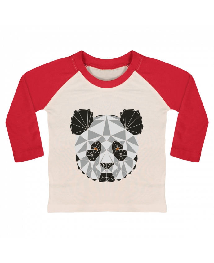 T-shirt baby Baseball long sleeve Panda géométrique by /wait-design