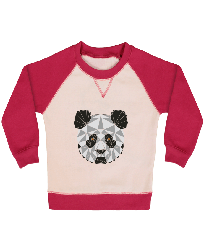 Sweatshirt Baby crew-neck sleeves contrast raglan Panda géométrique by /wait-design
