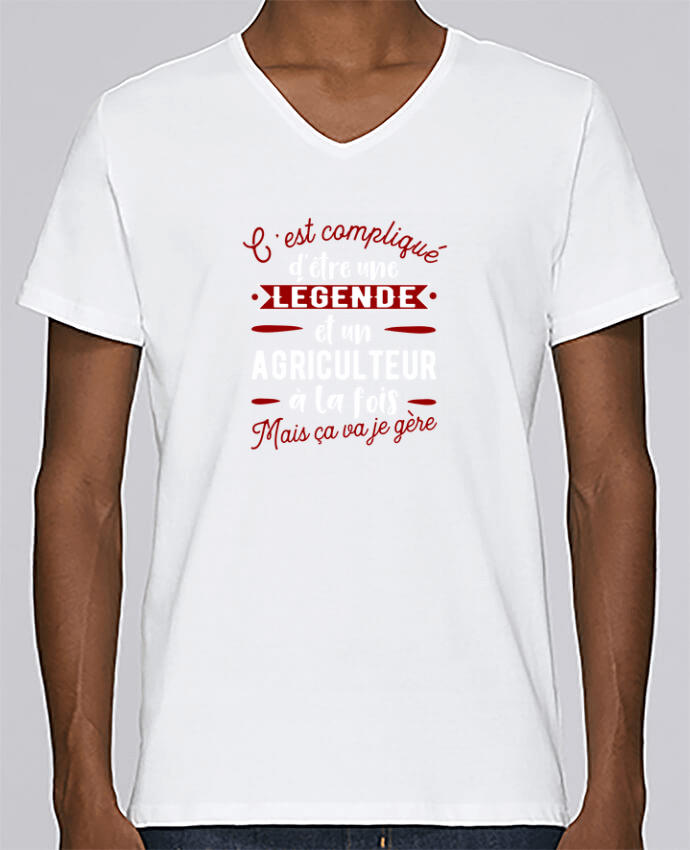 T-Shirt col V Homme design Légende et agriculteur par Original t-shirt