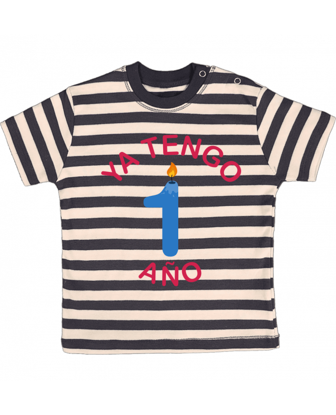 T-shirt baby with stripes Ya Tengo 1 año by tunetoo