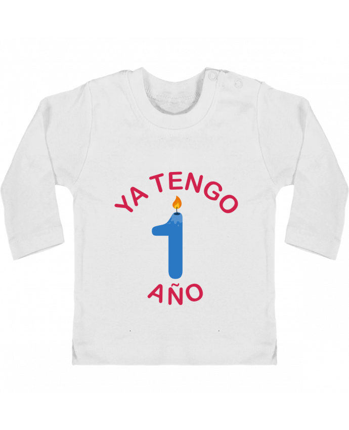Camiseta Bebé Manga Larga con Botones  Ya Tengo 1 año manches longues du designer tunetoo