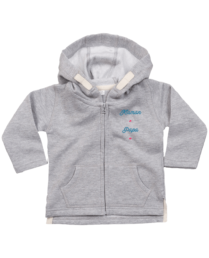 Hoddie with zip for baby Maman + papa = bébé by tunetoo