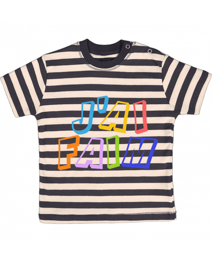 T-shirt baby with stripes J'ai faim cadeau bébé by tunetoo