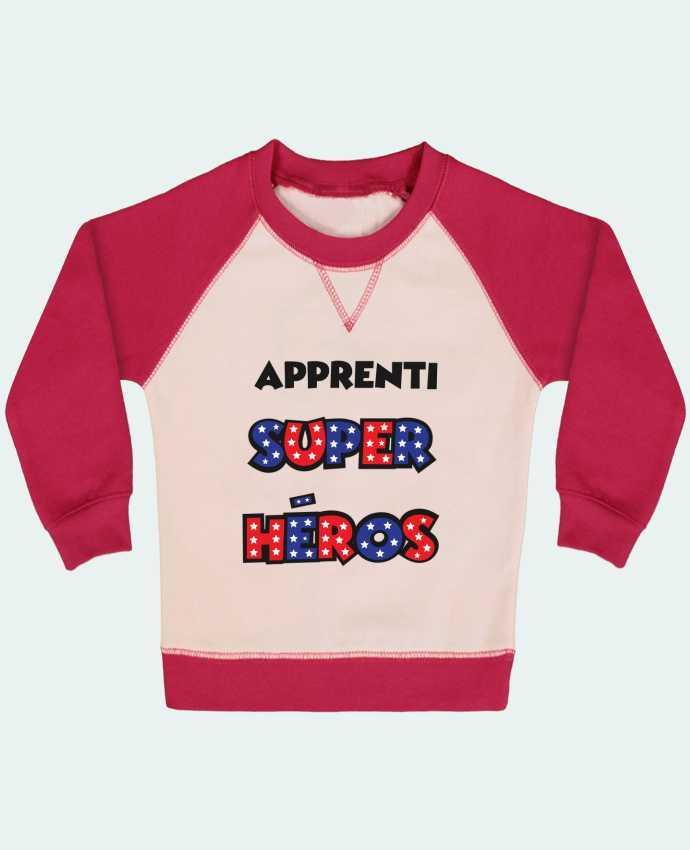 Sweatshirt Baby crew-neck sleeves contrast raglan Apprenti super héros by tunetoo