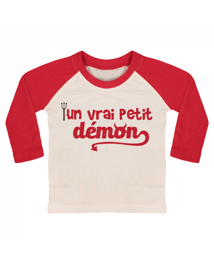 T-shirt baby Baseball long sleeve Un vrai petit démon by tunetoo