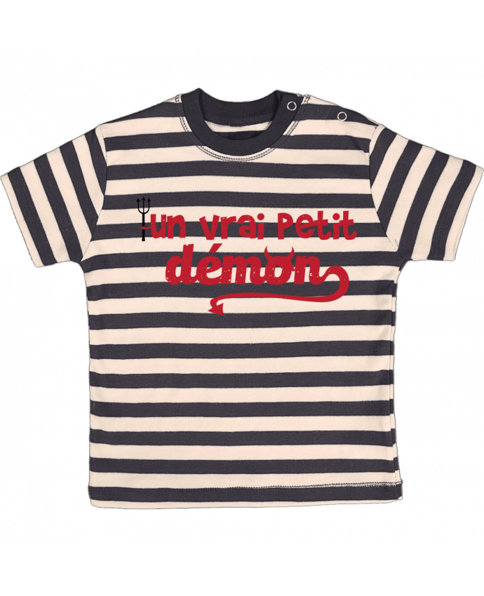 T-shirt baby with stripes Un vrai petit démon by tunetoo
