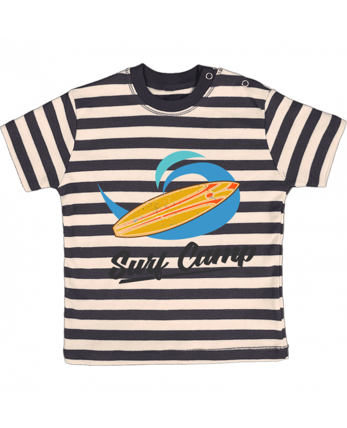 Camiseta Bebé a Rayas Summer Surf Camp por tunetoo