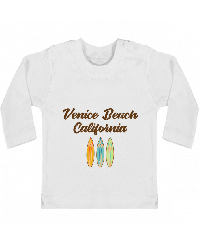 Baby T-shirt with press-studs long sleeve Venice Beach Surf manches longues du designer tunetoo