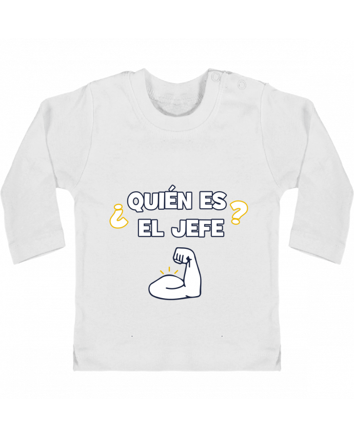Baby T-shirt with press-studs long sleeve Quién es el jefe manches longues du designer tunetoo