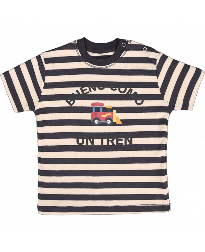 T-shirt baby with stripes Bueno como un tren by tunetoo