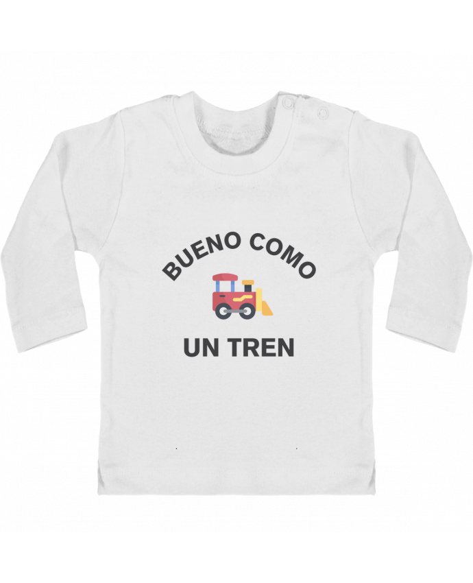 Baby T-shirt with press-studs long sleeve Bueno como un tren manches longues du designer tunetoo