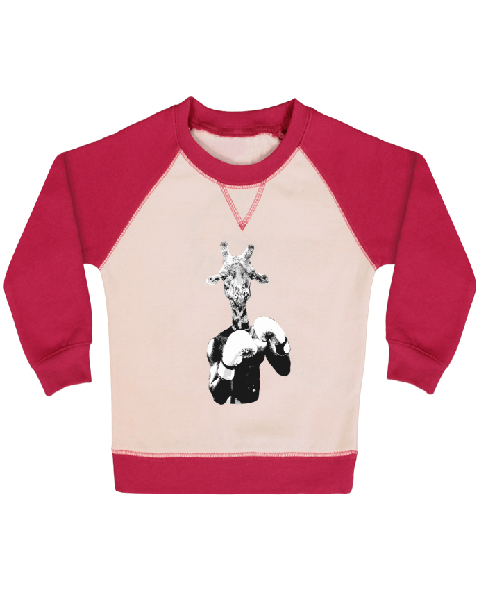 Sweatshirt Baby crew-neck sleeves contrast raglan Girafe boxe by justsayin