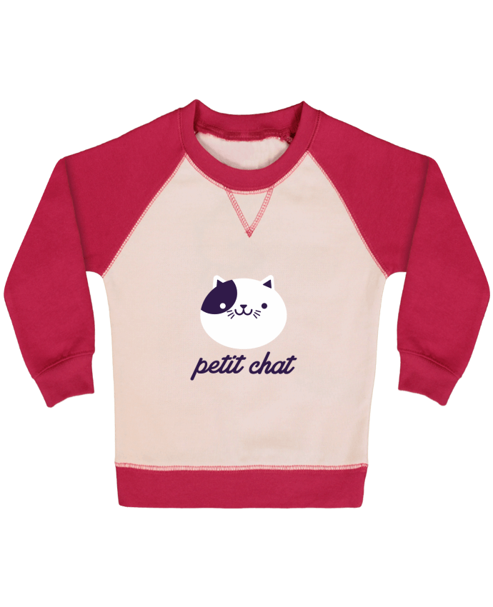 Sweat bébé manches contrastée Petit chat par Nana