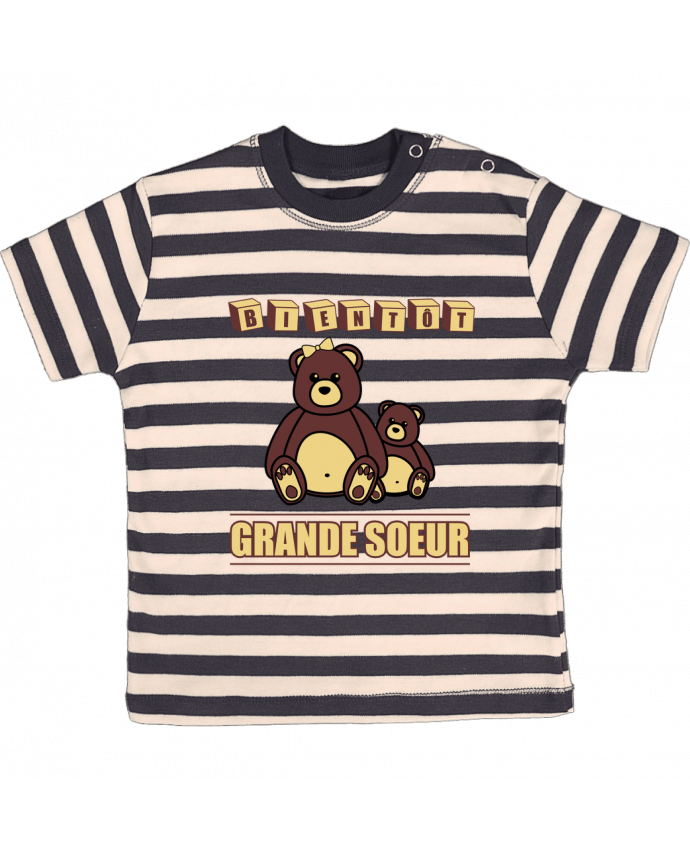 Tee-shirt bébé à rayures Bientôt Grande Soeur par Benichan