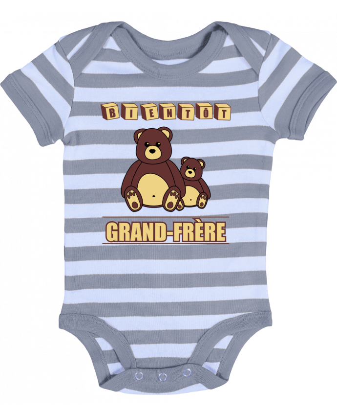 Baby Body striped Bientôt Grand-Frère avec ours en peluche mignon - Benichan