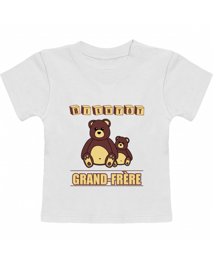 T-Shirt Baby Short Sleeve Bientôt Grand-Frère avec ours en peluche mignon manches courtes du designer Benichan
