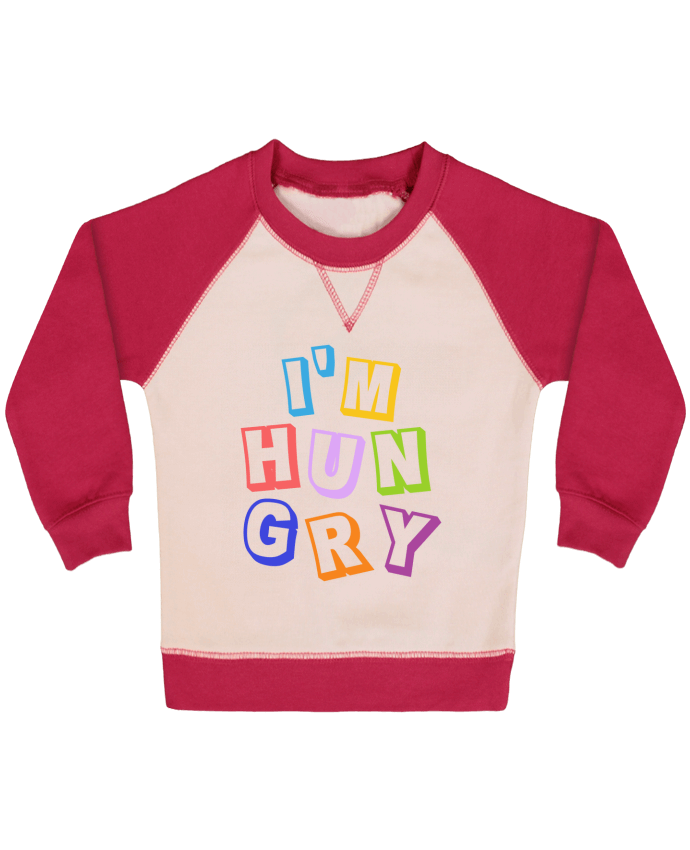 Sweatshirt Baby crew-neck sleeves contrast raglan Hungry baby by tunetoo