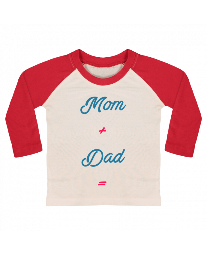 Camiseta Bebé Béisbol Manga Larga Mom + dad = por tunetoo