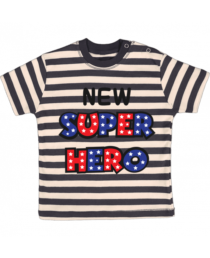 T-shirt baby with stripes New super hero by tunetoo
