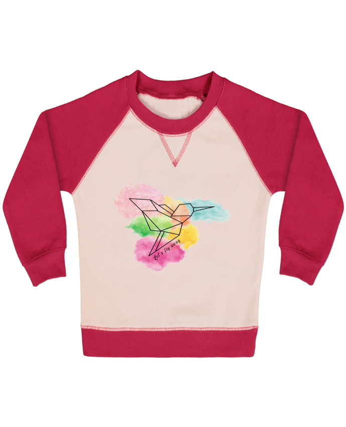 Sweatshirt Baby crew-neck sleeves contrast raglan Let's fly away by Cassiopia