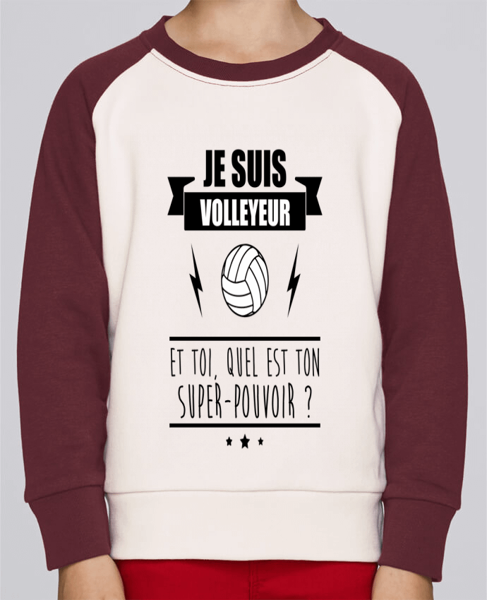 Sweatshirt Kids Round Neck Stanley Mini Contrast Je suis volleyeur et toi, quel est ton super-pouvoir ? by Benichan