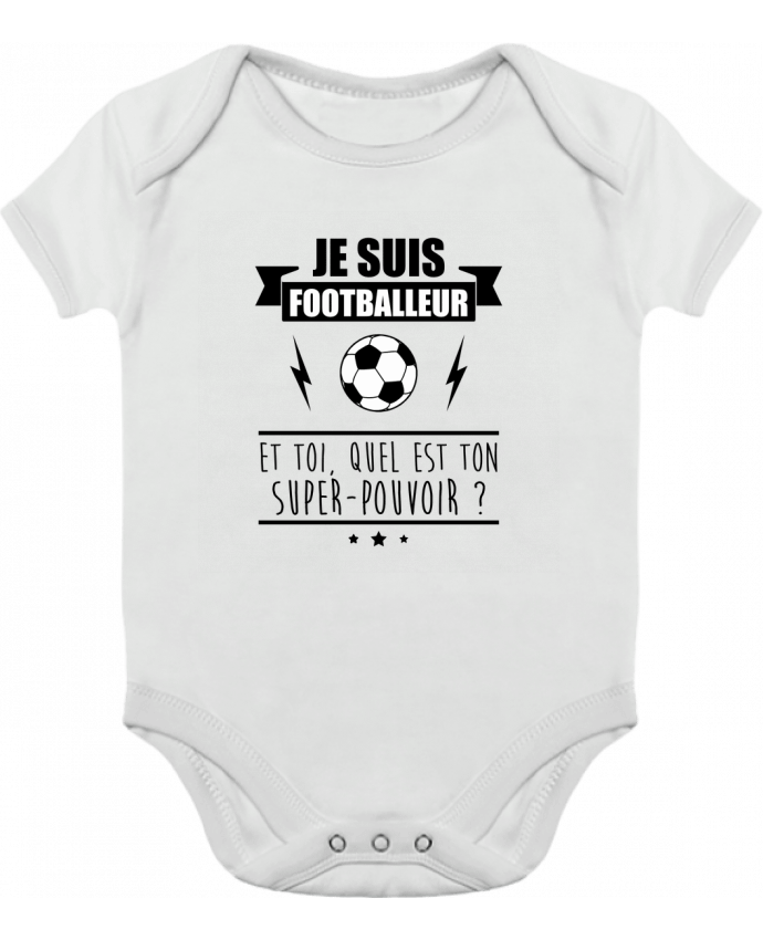 Body bébé manches contrastées Je suis footballeur et toi, quel est ton super-pouvoir ? par Benichan