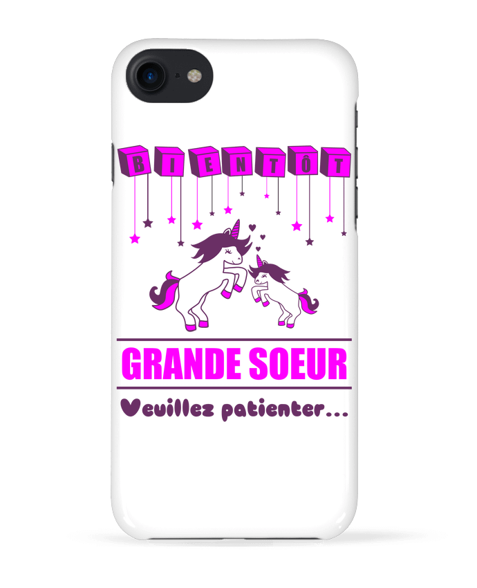 Case 3D iPhone 7 Bientôt Grande Soeur, licorne de Benichan
