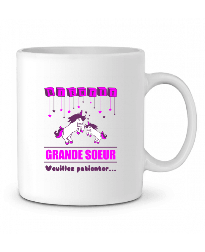 Taza Cerámica Bientôt Grande Soeur, licorne por Benichan