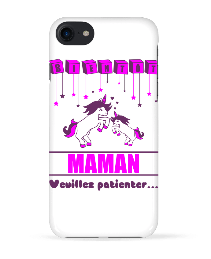 COQUE 3D Iphone 7 Bientôt Maman, licorne de Benichan