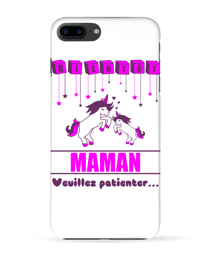 Coque iPhone 7 + Bientôt Maman, licorne par Benichan