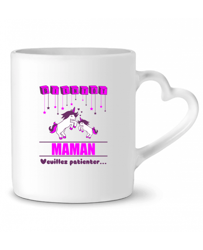 Taza Corazón Bientôt Maman, licorne por Benichan