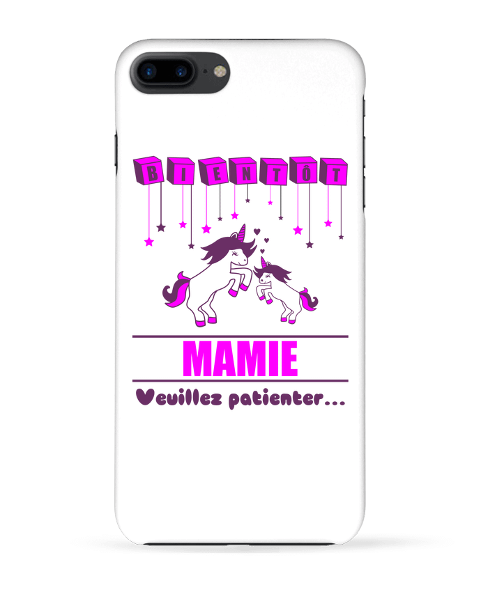 Coque iPhone 7 + Bientôt Mamie, licorne par Benichan