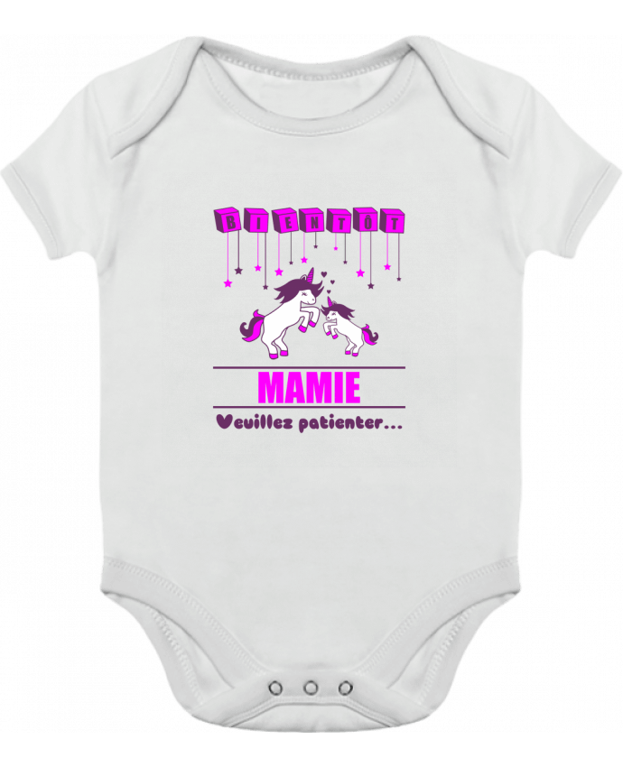 Body Bebé Contraste Bientôt Mamie, licorne por Benichan